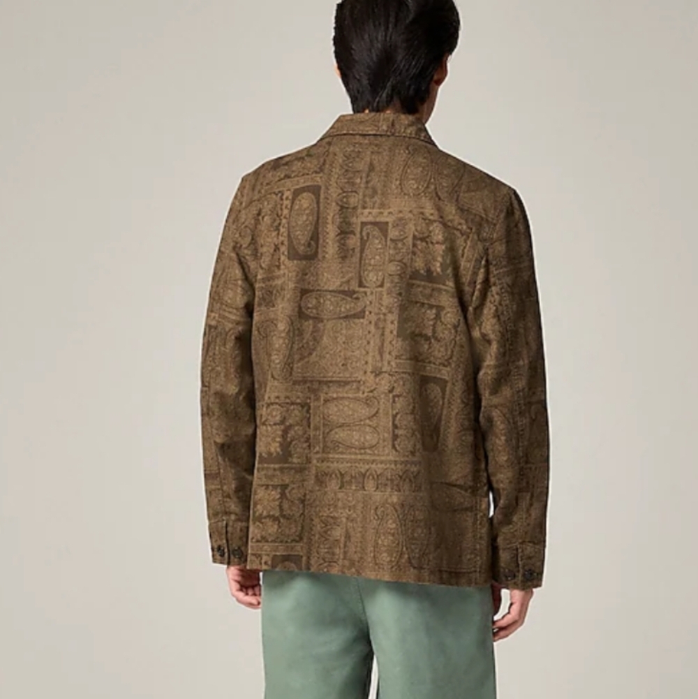 J Crew Cotton-linen blend chore jacket CH138 Size M Brown NWT - Picture 2 of 8